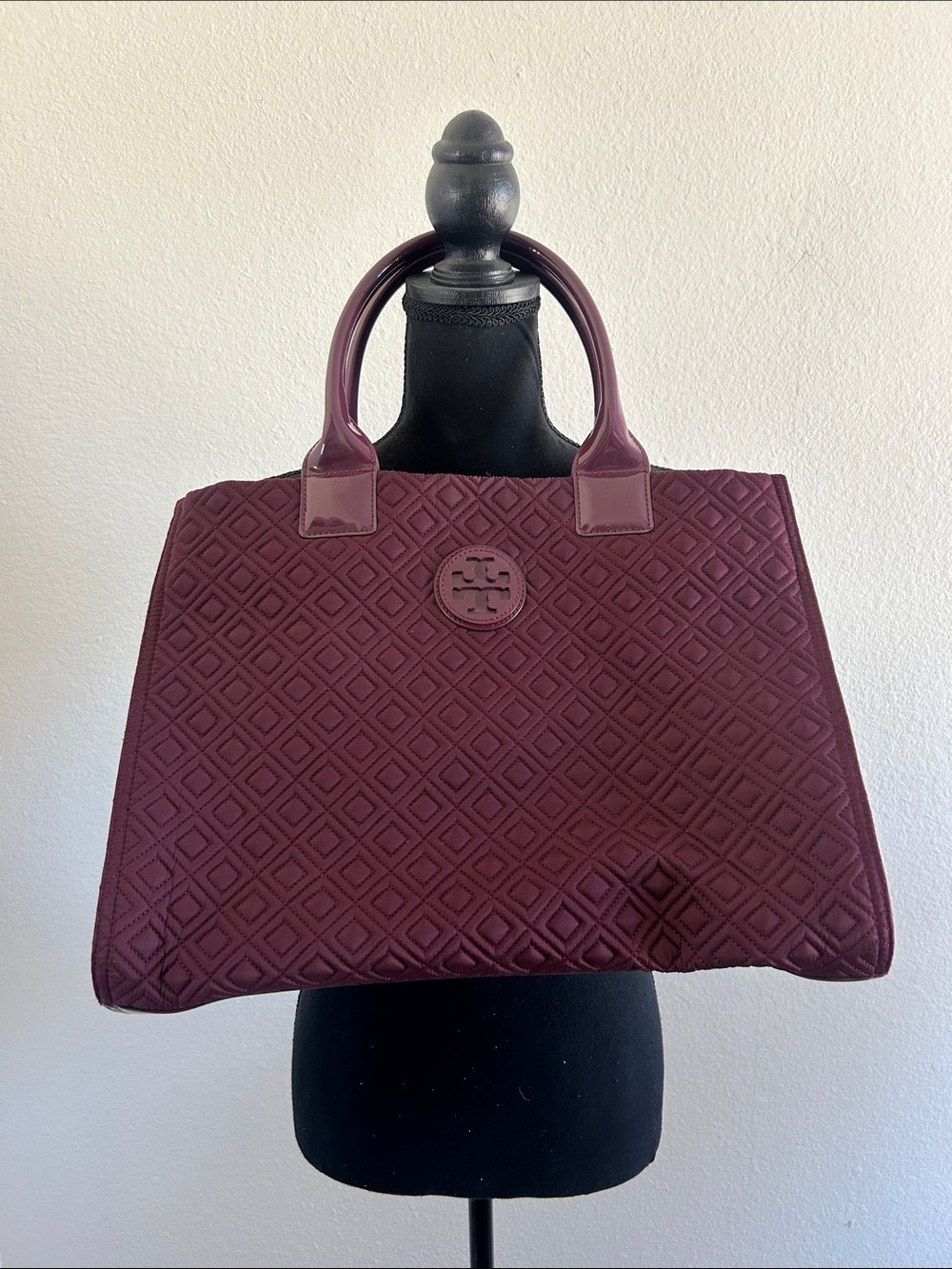 Tory Burch Quilted Diamond Tote in Plum